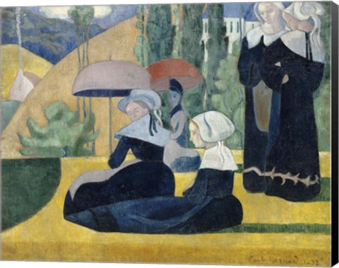 Framed Breton Women with Umbrellas, 1892 Print