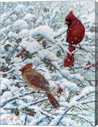 Framed Winter Cardinal Painting Print