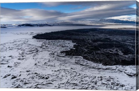 Framed Lava and Snow at the Holuhraun Fissure, Bardarbunga Volcano, Iceland. Print