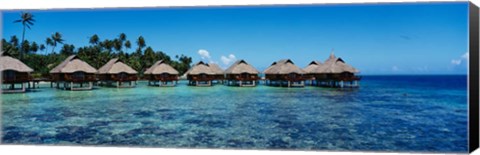 Framed Beach Huts, Bora Bora, French Polynesia Print