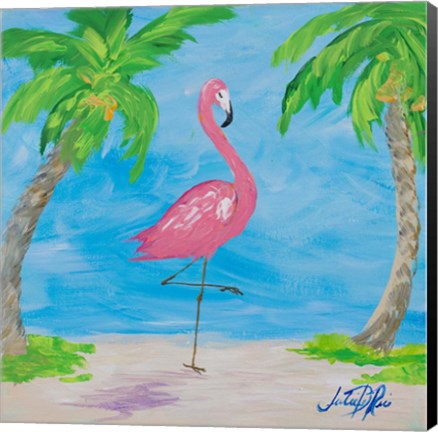 Framed Fancy Flamingos I Print