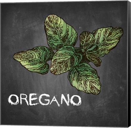 Framed Oregano on Chalkboard Print