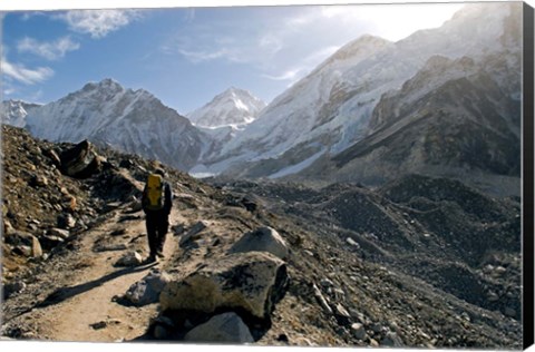 Framed trekker on the Everest Base Camp Trail, Nepal Print