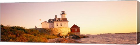 Framed Lighthouse at the coast, Rose Island Light, Newport, Rhode Island, New England Print