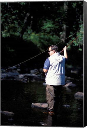Framed Fly Fishing on the Lamprey River, New Hampshire Print