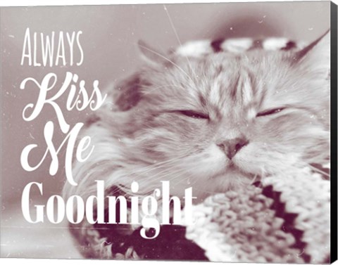 Framed Always Kiss Me Goodnight Sleepy Cat Print