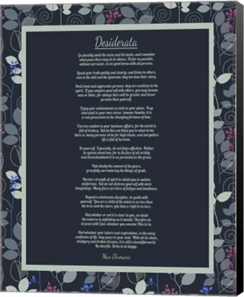 Framed Desiderata Leaf Pattern Frame Dark Print