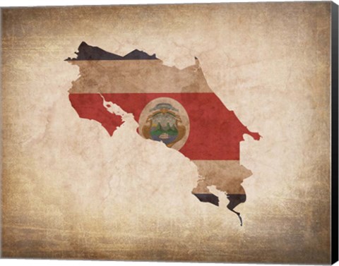 Framed Map with Flag Overlay Costa Rica Print