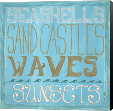 Framed Seashells &amp; Sand Castles Print