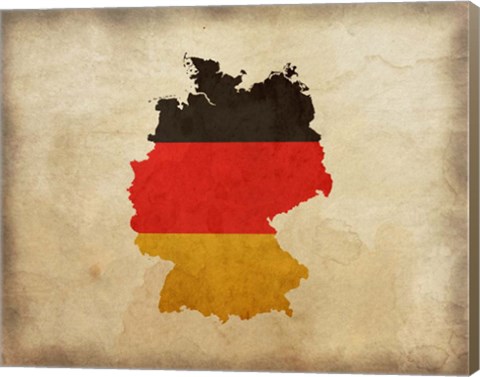 Framed Map with Flag Overlay Germany Print