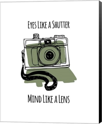 Framed Eyes Like A Shutter Mind Like A Lens Camera Doodle Green Print