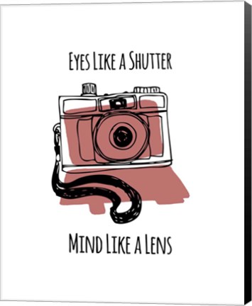 Framed Eyes Like A Shutter Mind Like A Lens Camera Doodle Red Print
