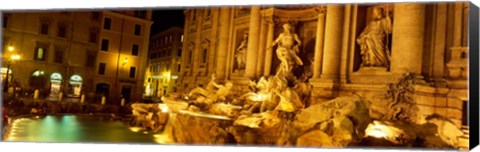 Framed Trevi Fountain at Night, Rome, Italy Print