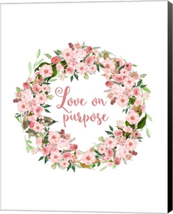 Framed Love on Purpose Pink Wreath Print