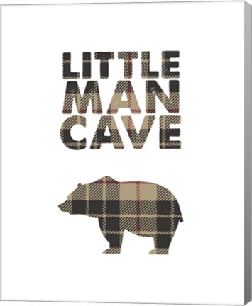 Framed Little Man Cave - Bear Tan Plaid Print
