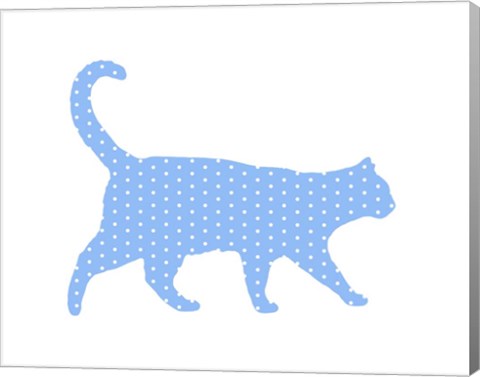 Framed Dot Pattern Cat - Blue Print