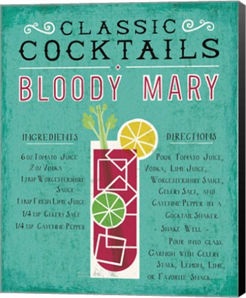 Framed Classic Cocktail Bloody Mary Print