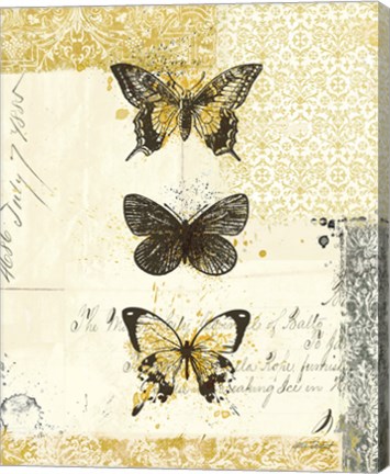 Framed Golden Bees n Butterflies No 2 Print