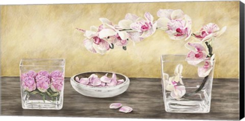 Framed Orchids and Roses Arrangement Print
