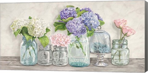 Framed Flowers in Mason Jars Print