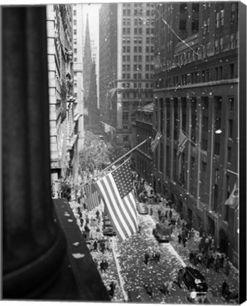 Framed 1940s 1945 Aerial View Of Ve Day Celebration In Nyc Print
