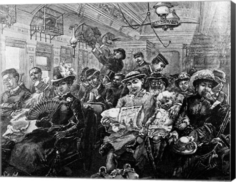 Framed 1880S Illustration Crowded Passenger Car Print