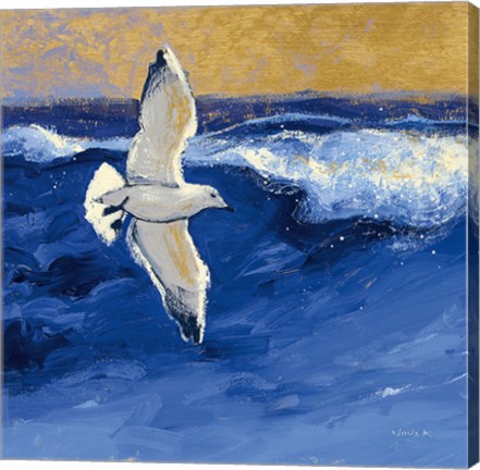 Framed Seagulls with Gold Sky II Print
