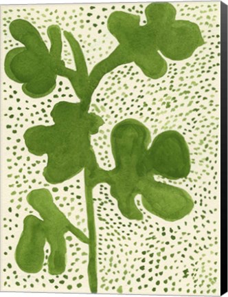 Framed Green Leaf with Dots 1 Print