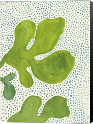 Framed Green Leaf with Dots 2 Print