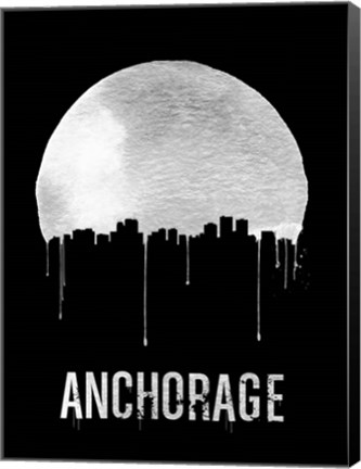 Framed Anchorage Skyline Black Print