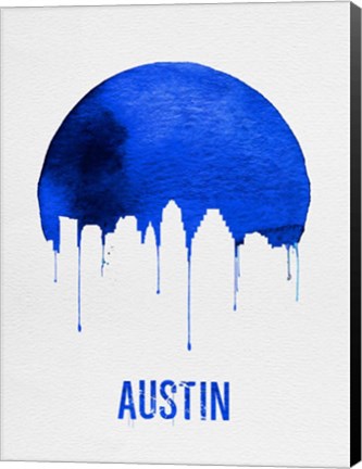 Framed Austin Skyline Blue Print