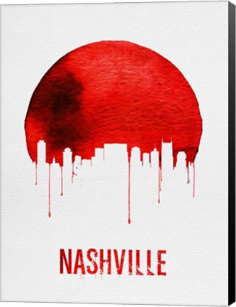 Framed Nashville Skyline Red Print