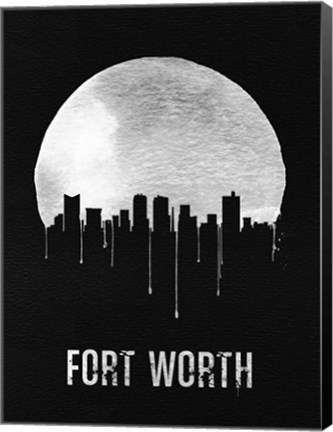 Framed Fort Worth Skyline Black Print