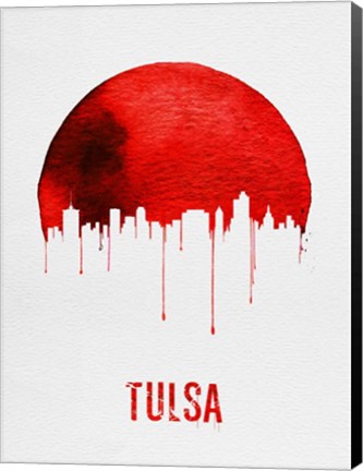 Framed Tulsa Skyline Red Print