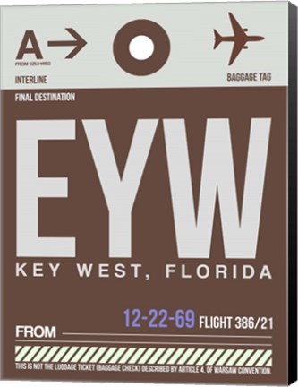 Framed EYW Key West Luggage Tag II Print