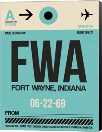 Framed FWA Fort Wayne Luggage Tag I Print