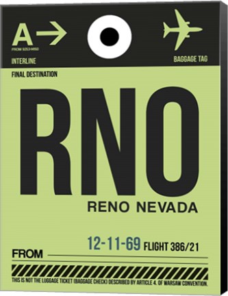 Framed RNO Reno Luggage Tag I Print