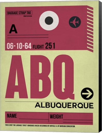 Framed ABQ Albuquerque Luggage Tag II Print