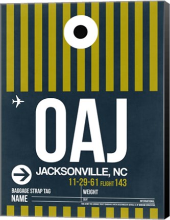 Framed OAJ Jacksonville Luggage Tag II Print