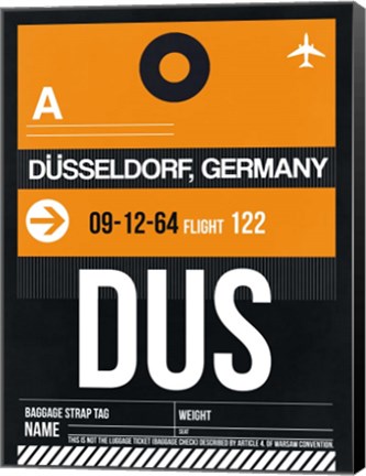 Framed DUS Dusseldorf Luggage Tag II Print
