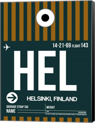 Framed HEL Helsinki Luggage Tag II Print