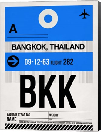 Framed BKK Bangkok Luggage Tag II Print