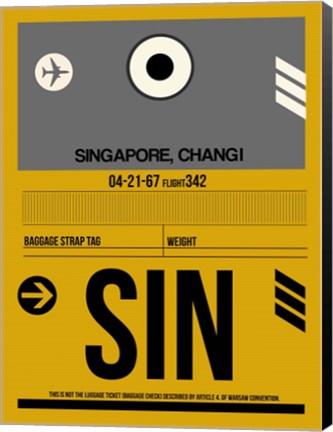 Framed SIN Singapore Luggage Tag I Print