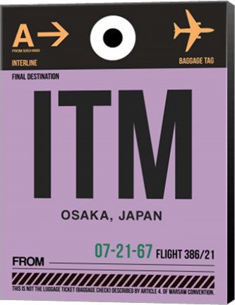 Framed ITM Osaka Luggage Tag I Print