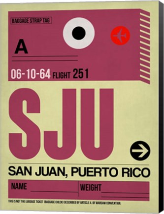 Framed SJU San Juan Luggage Tag II Print