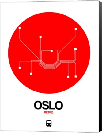 Framed Oslo Red Subway Map Print