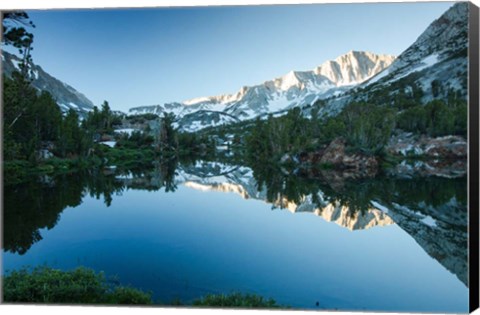 Framed Reflection of Mountain in a River, Sierra Nevada, California Print