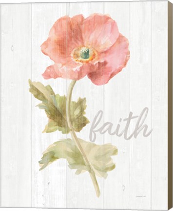 Framed Garden Poppy on Wood Faith Print