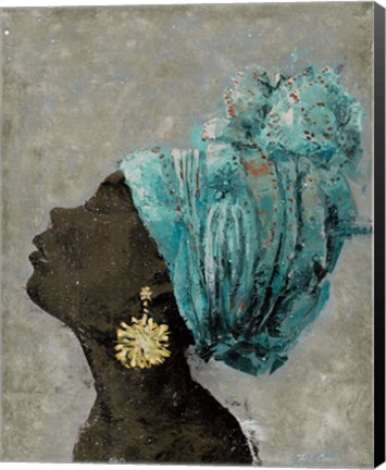 Framed Profile of a Woman II (gold earring) Print