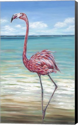 Framed Beach Walker Flamingo II Print